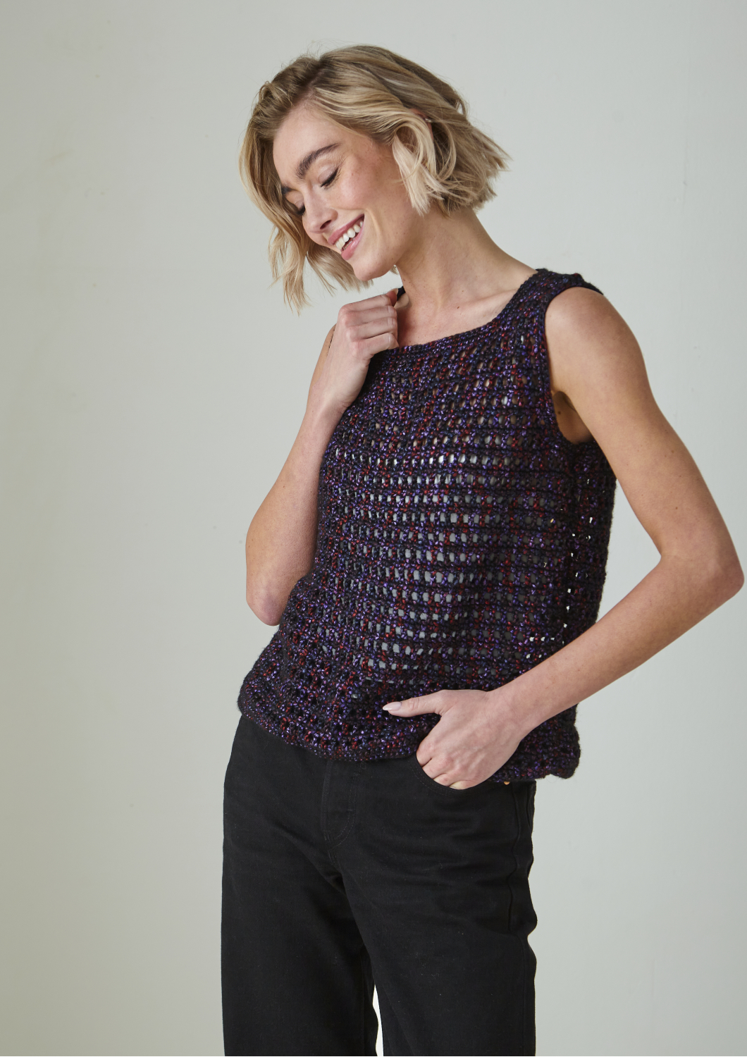 King Cole Firefly Aran Top and Vest Crochet Pattern 6490