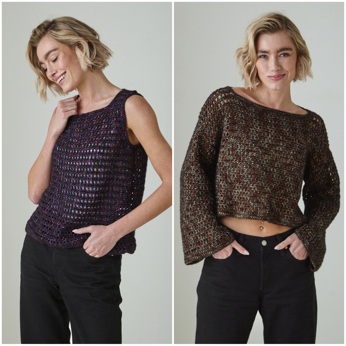 King Cole Firefly Aran Top and Vest Crochet Pattern 6490