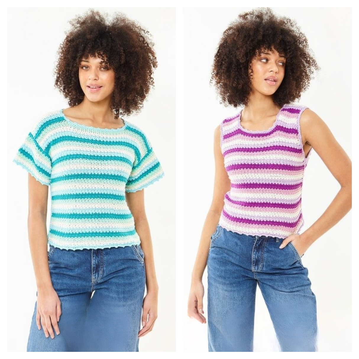 King Cole Cottonsoft DK Crocheted Short Sleeve and Sleeveless Top Pattern 6500