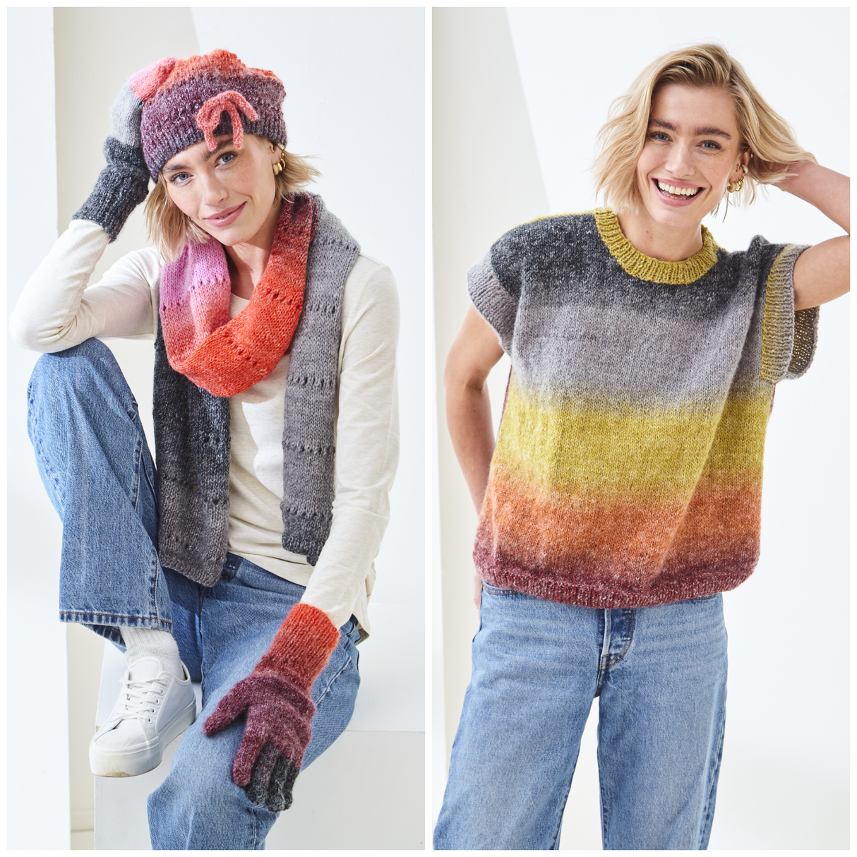 King Cole Curiosity DK Vest Top, Scarf, Hat and Gloves Pattern 6505
