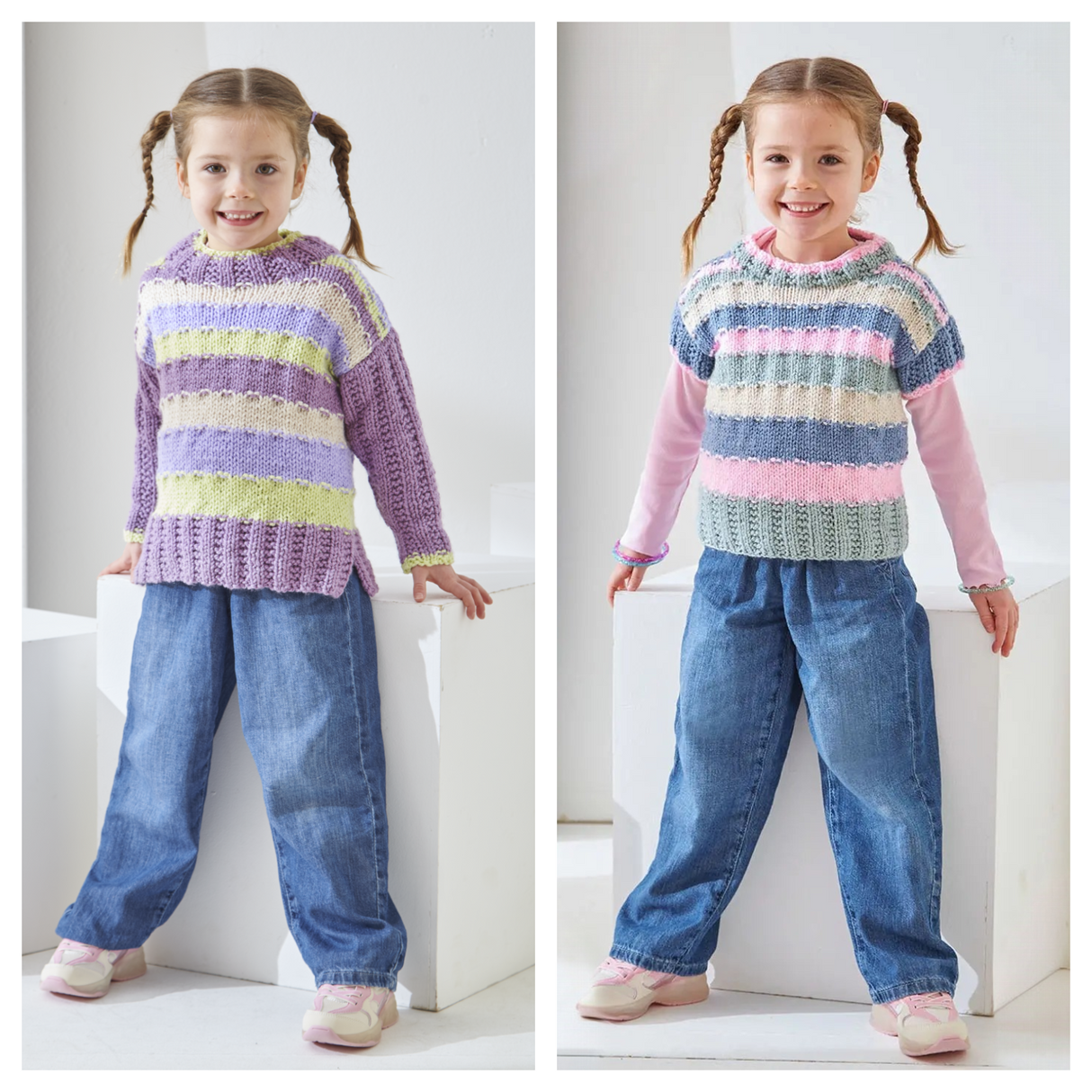 King Cole Big Value Baby Chunky Sweater and Slipover Pattern 6521