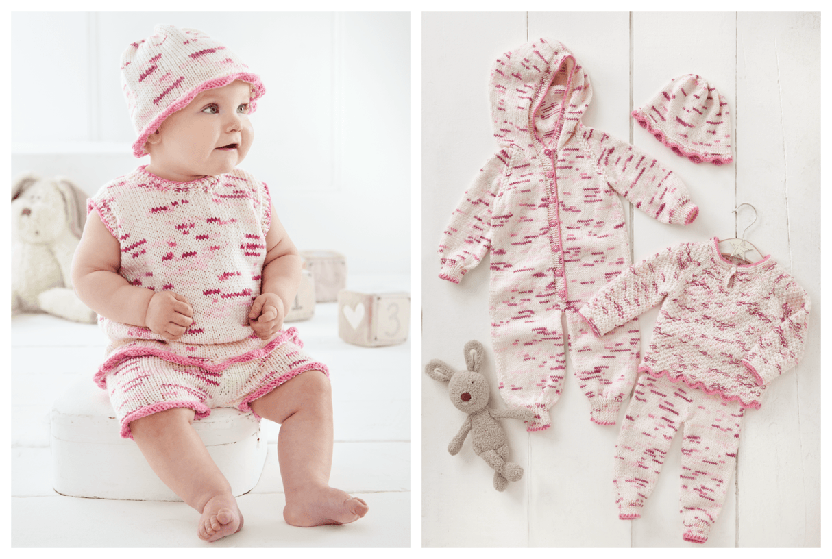 King Cole Dot Dot Dash DK Baby Set Onsie, Tank Top, Sweater & Shorts Pattern 6535
