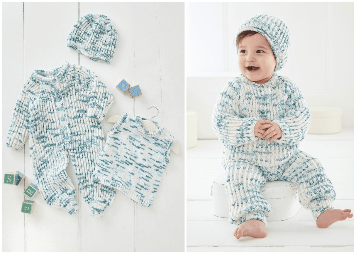 King Cole Dot Dot Dash DK Onesie, Sweater, Hat, Trouser Pattern 6538