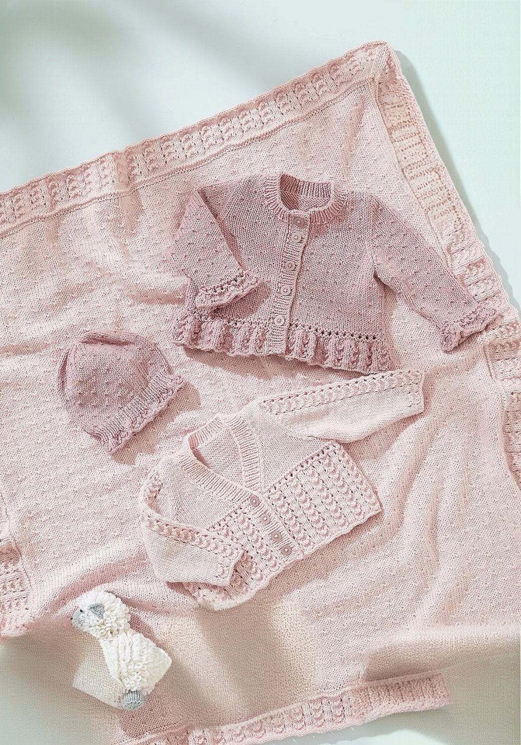 King Cole Little Lamb DK Cardigans, Blanket and Hat knitted Pattern 6544