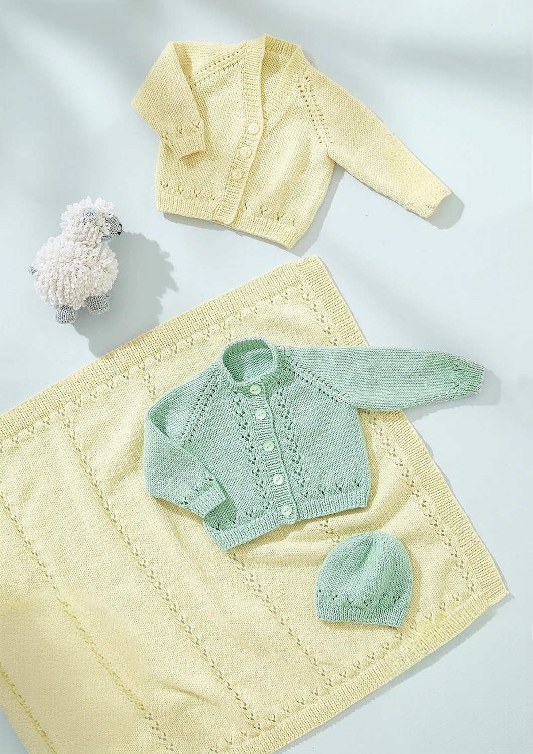 King Cole Little Lamb DK Cardigans, Blanket and Hat Pattern 6547