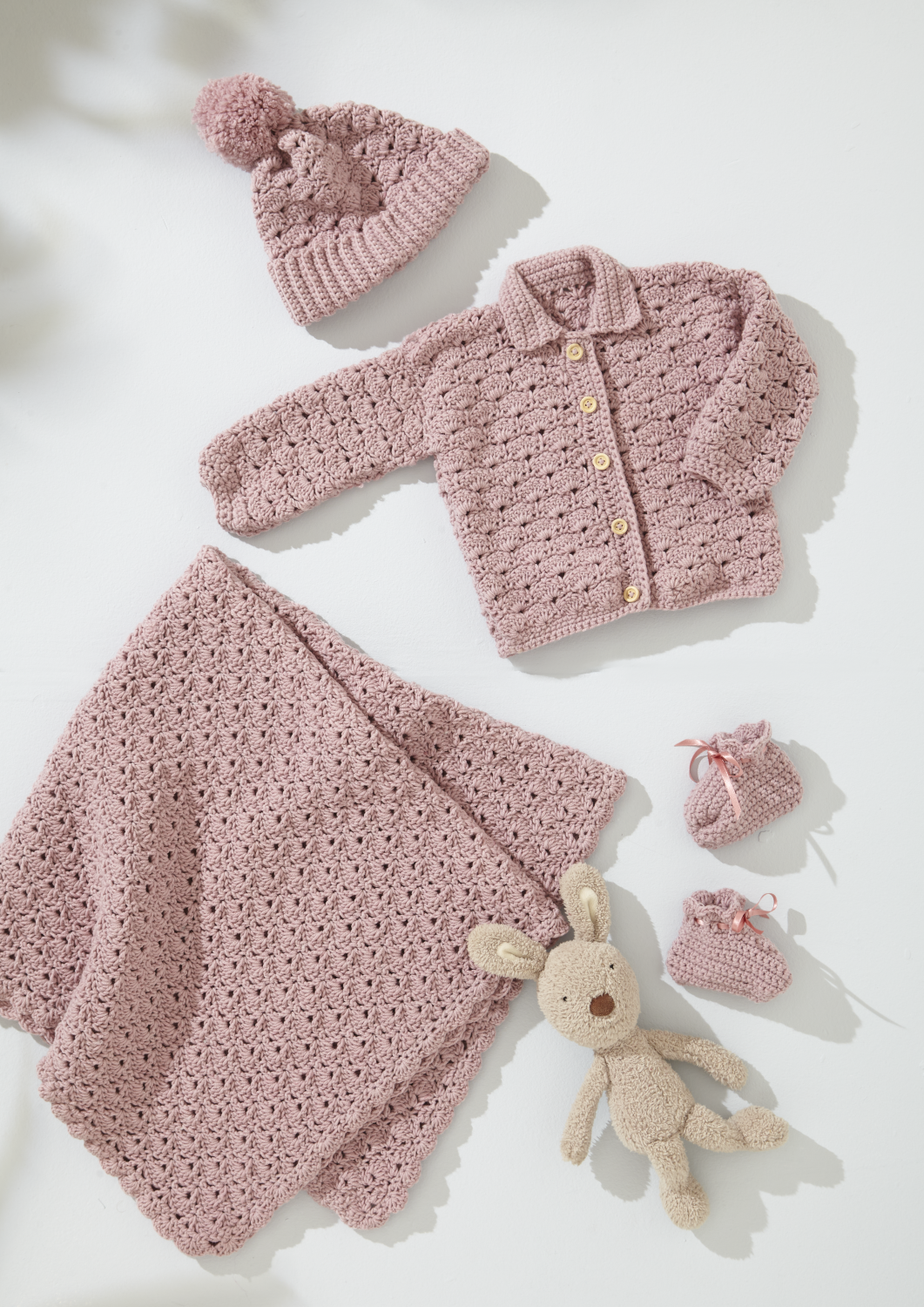 King Cole Little Lamb DK Baby Shell Stitch Set Crochet Pattern 6587