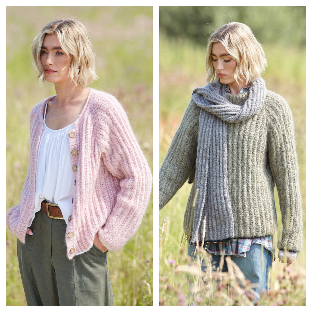King Cole Flair Solo Chunky Sweater, Cardigan and Scarf Pattern 6596