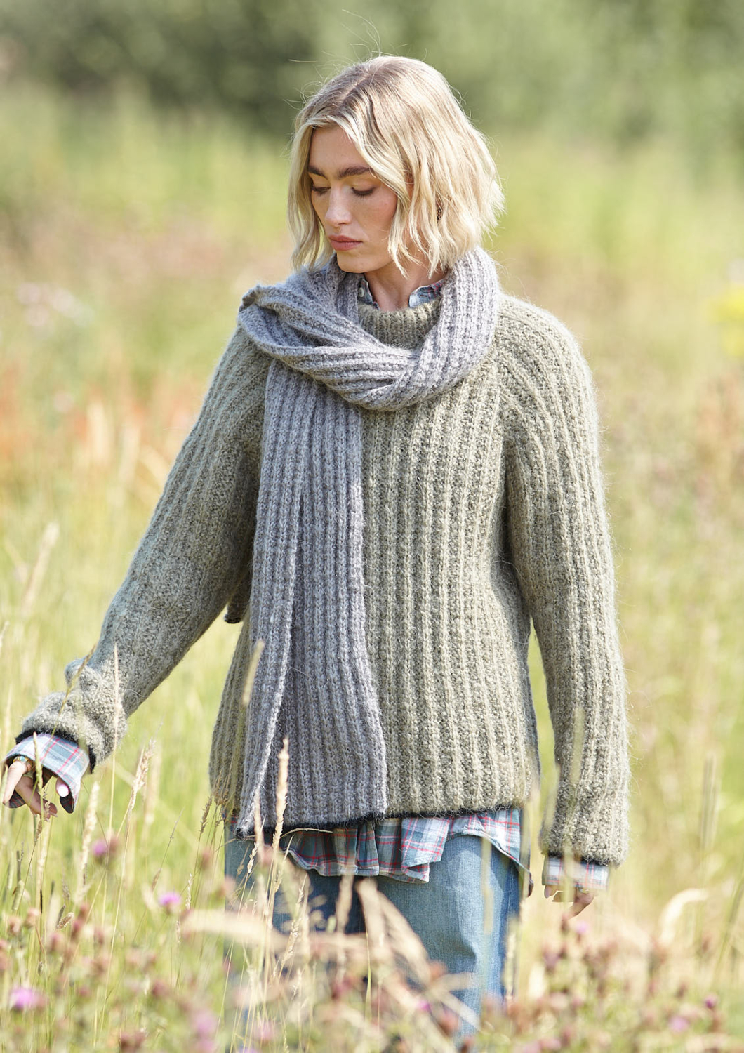 King Cole Flair Solo Chunky Sweater, Cardigan and Scarf Pattern 6596
