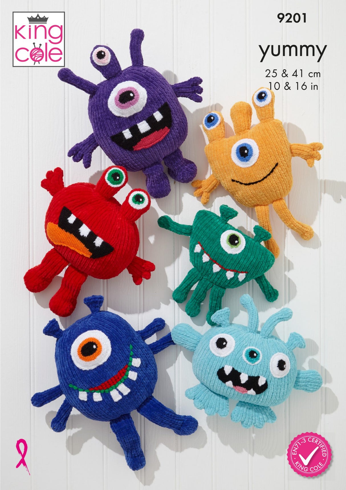 King Cole Yummy Chunky Little Monsters Toys Crocheted Pattern 9201