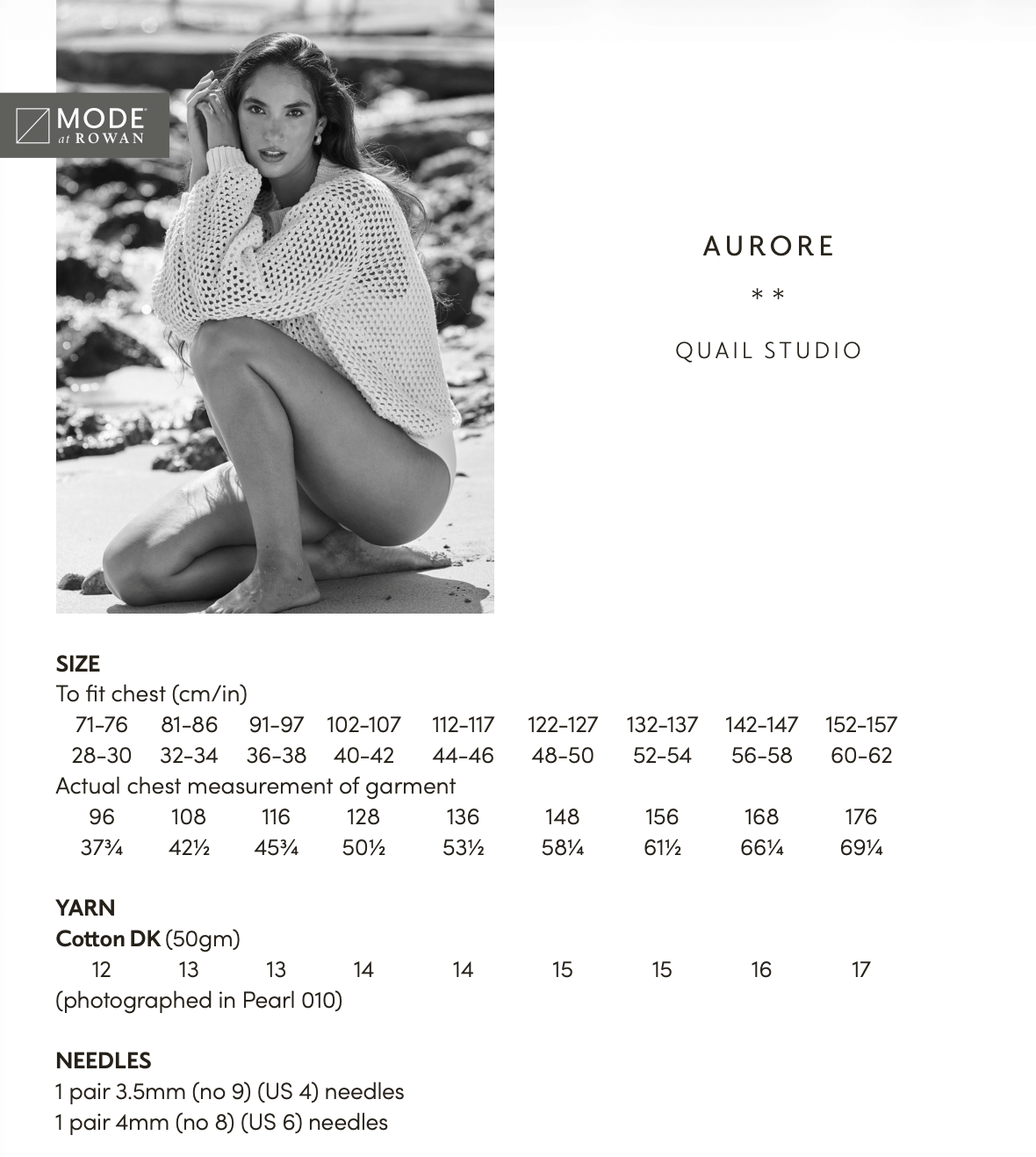 Rowan Mode Cotton DK Aurore Sweater Pattern By Quail Studio MIP108
