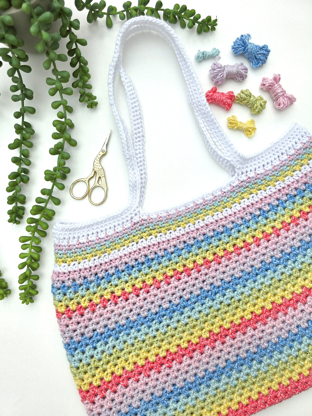 Candy Stripe Tote Bag by Emkatcrochet - Yarn Pack