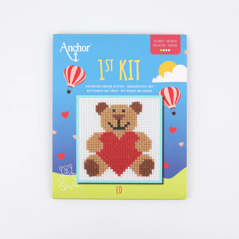 Anchor Mini My First Counted Cross Stitch Kit - Ed the Teddy