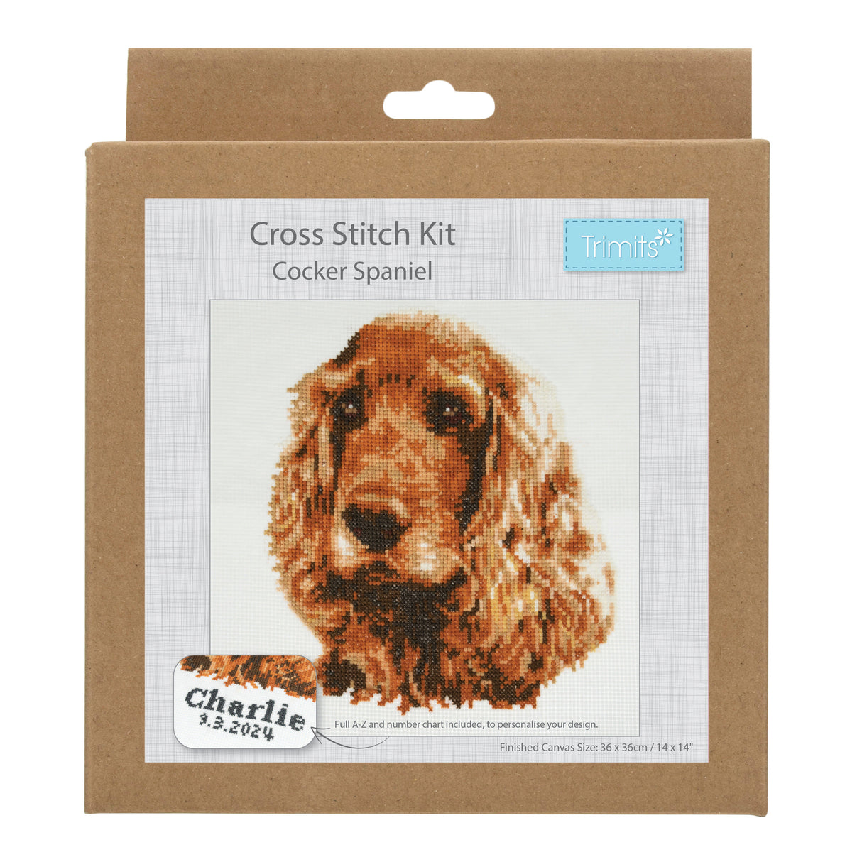 Trimits Counted Cross Stitch Kit -  Cocker Spaniel 36 x 36cm