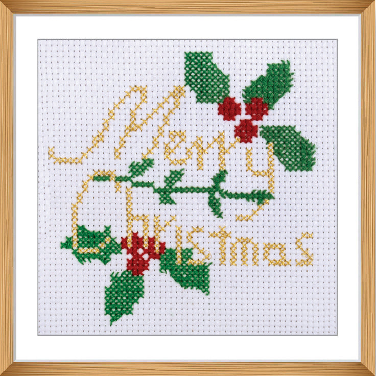 Trimits Mini Counted Cross Stitch Kit - Merry Christmas 13 x 13cm