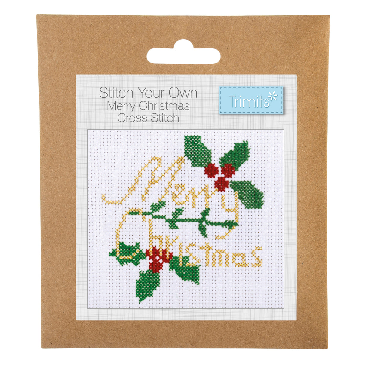 Trimits Mini Counted Cross Stitch Kit - Merry Christmas 13 x 13cm