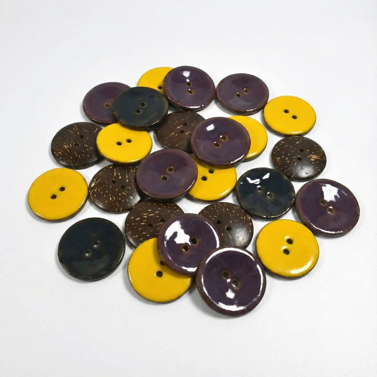 Mixed Bag of 23 Coloured Coconut Buttons [23mm]