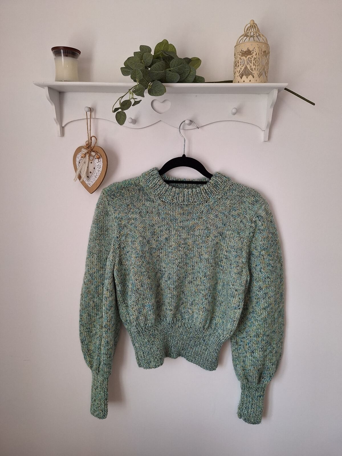 Woolcraft Shetland Heather Aran Balloon Sleeve Sweater Pattern