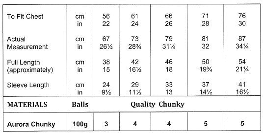 James C. Brett Aurora Chunky Sweater Pattern JB1003