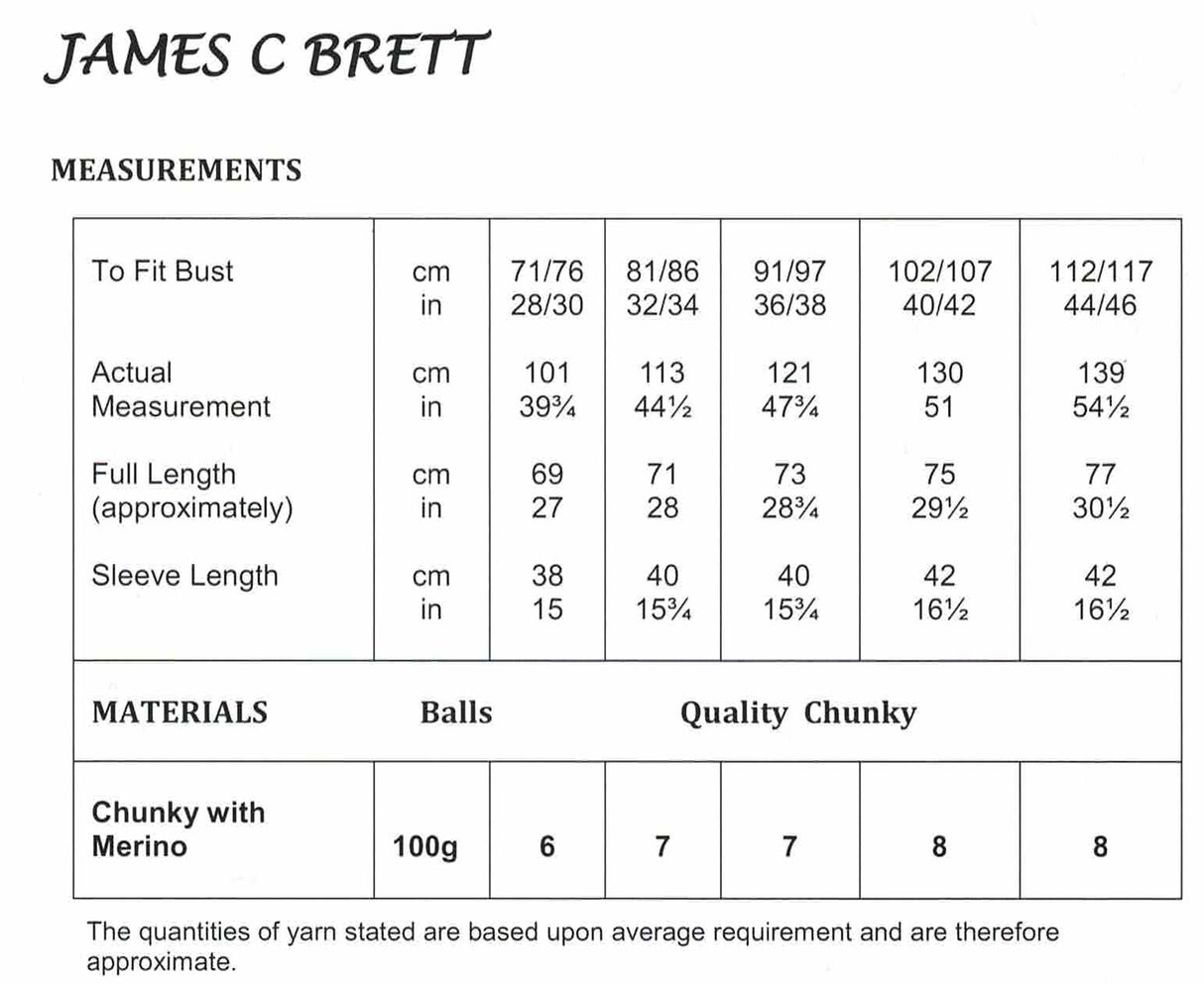 James C. Brett Chunky with Merino Jumper Pattern JB750