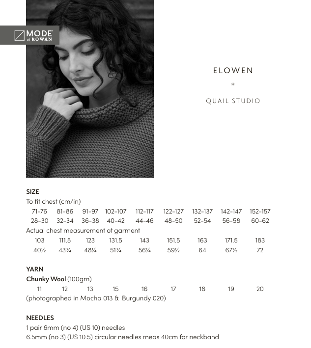 Rowan Mode Chunky Wool Elowen Jumper Pattern by Quail Studio MIP64