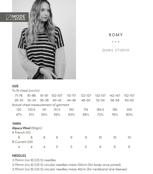 Rowan Mode Chunky Wool Romy Jumper Pattern by Quail Studio MIP66