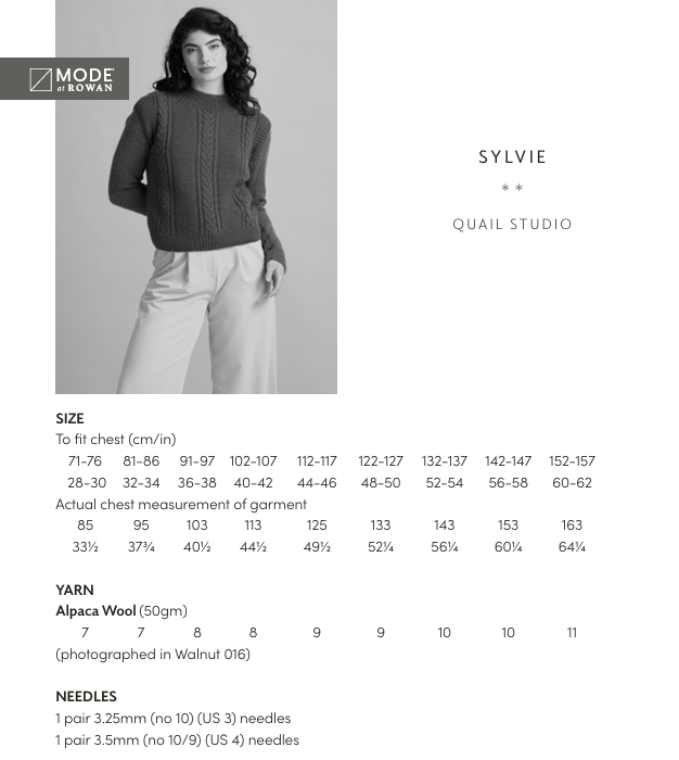 Rowan Mode Chunky Wool Sylvie Jumper Pattern by Quail Studio MIP67
