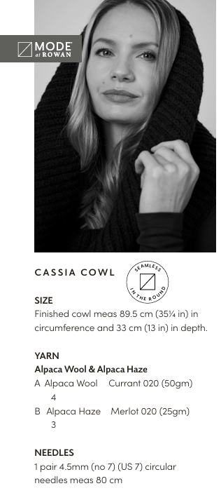 Rowan Mode Alpaca Haze Cassia Cowl & Beanie Pattern by Quail Studio MIP70