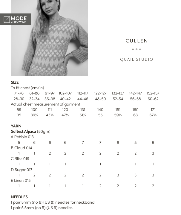 Rowan Mode Softest Alpaca Cullen Sweater Pattern by Quail Studio MIP78