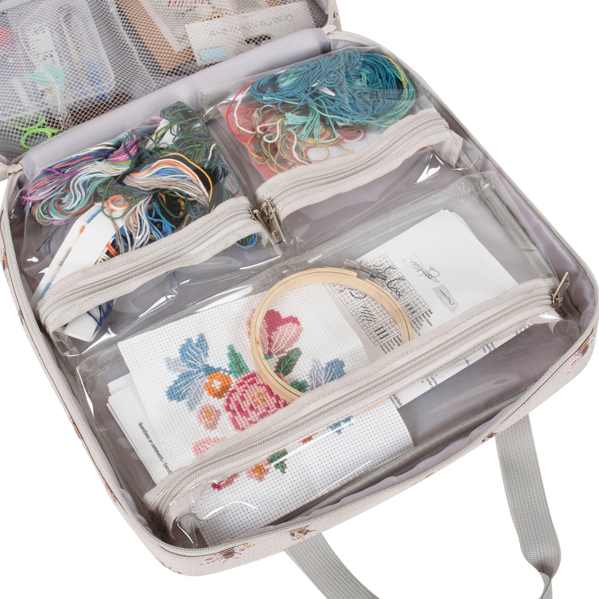 Hobbygift Project / Craft Bag with Embroidery Hoop Storage [Bee]