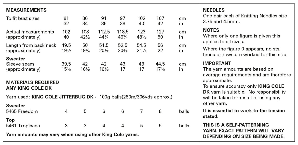 King Cole Jitterbug DK Sweater & Top Pattern 6144