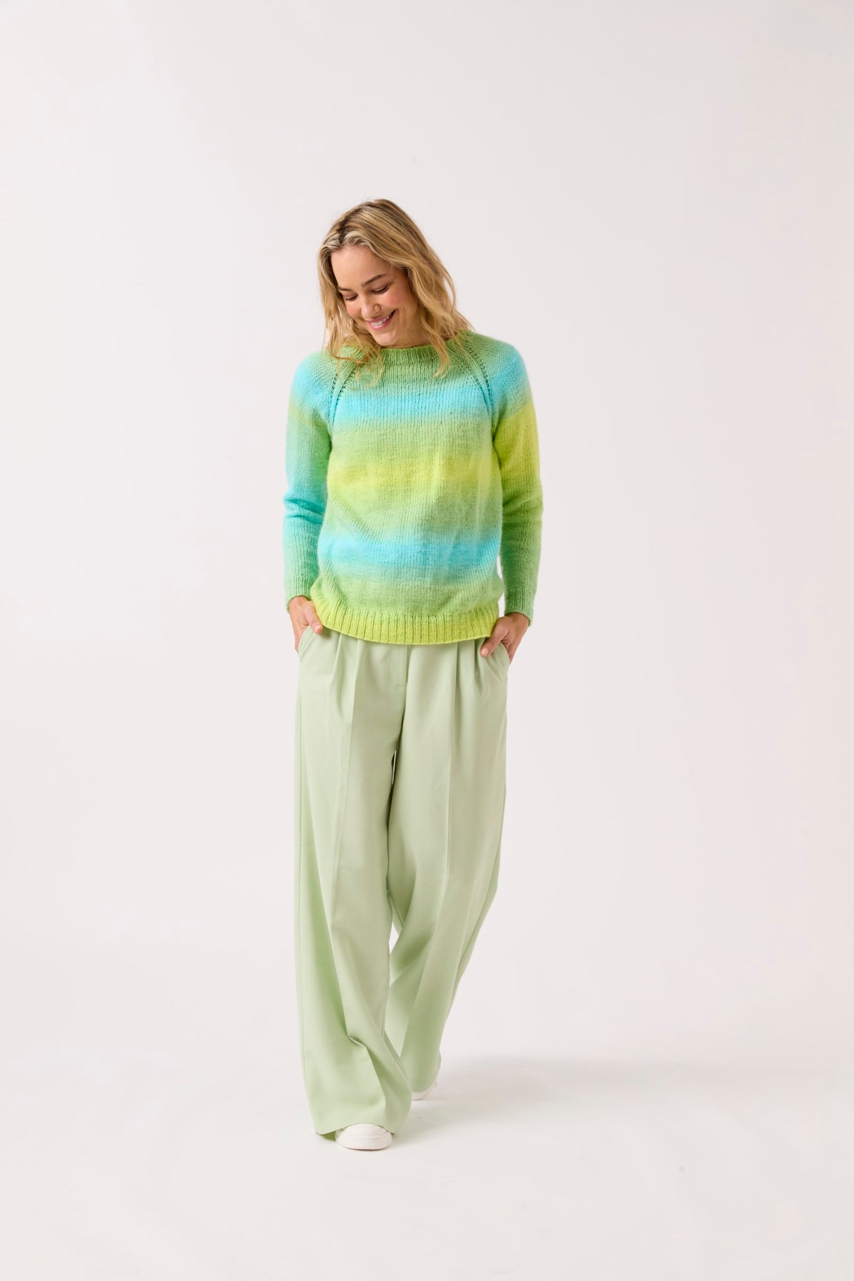 Sirdar Jewelspun Ombre Aran Raglan Sweater Pattern 10841