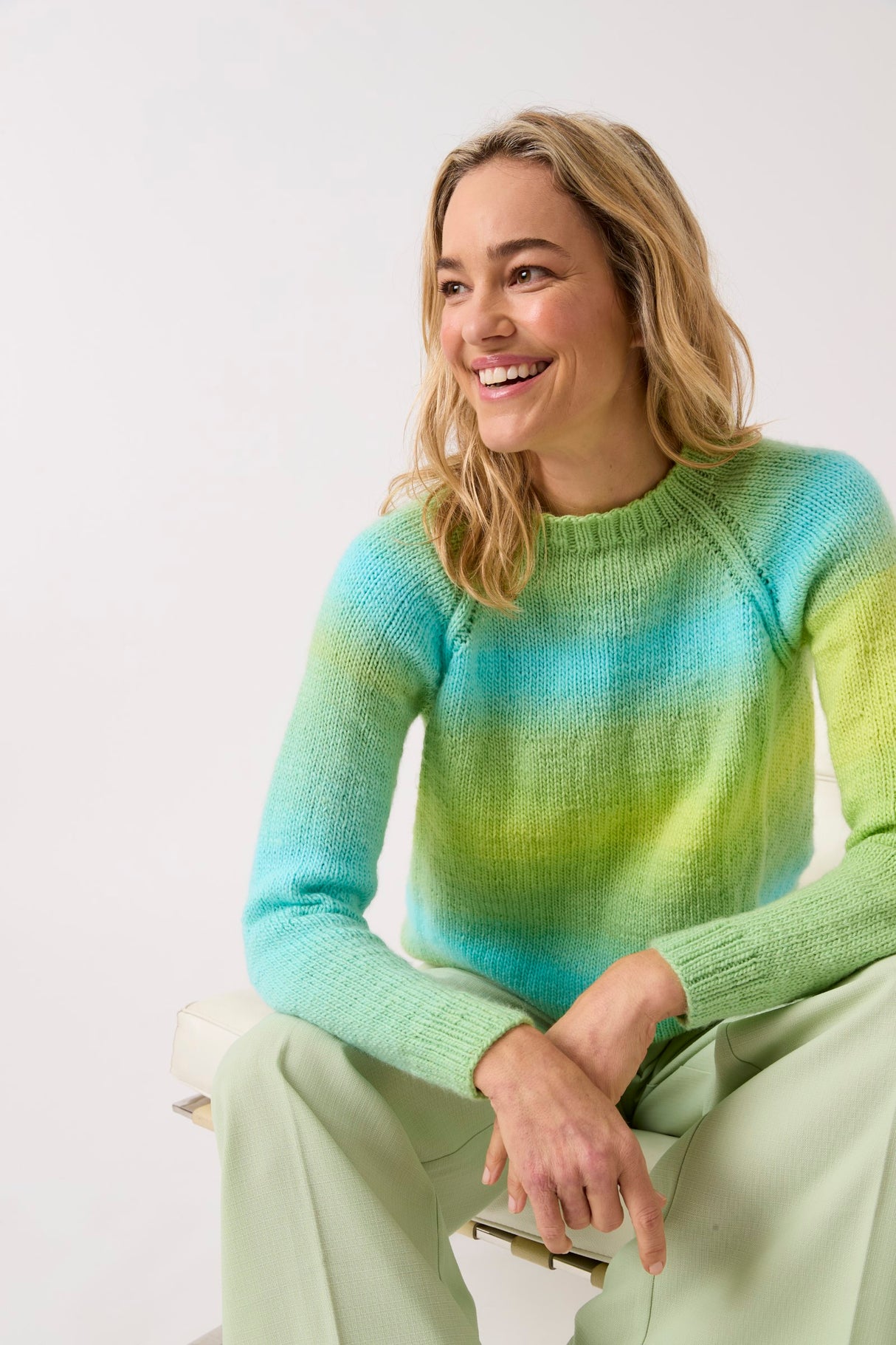 Sirdar Jewelspun Ombre Aran Raglan Sweater Pattern 10841