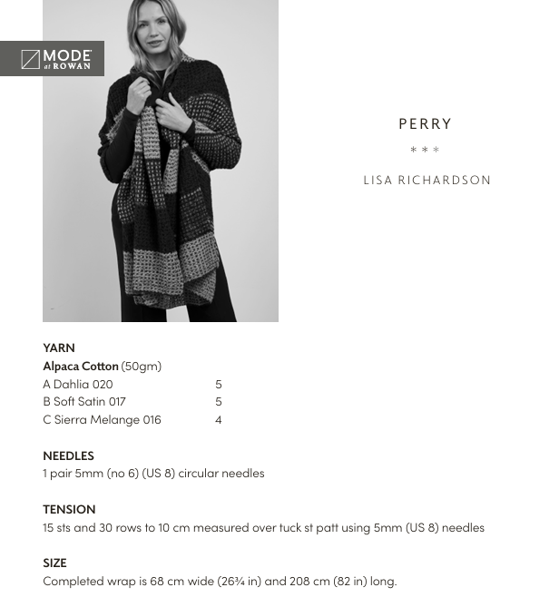 Rowan Mode Softest Alpaca Perry Wrap Pattern by Quail Studio MIP79