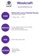 Woolcraft Luxury Chenille Chunky Cowl Pattern WC3009