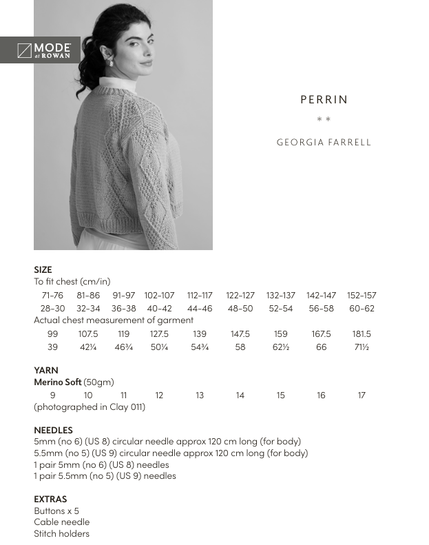 Rowan Mode Merino Soft Perrin Pattern by Quail Studio MIP84