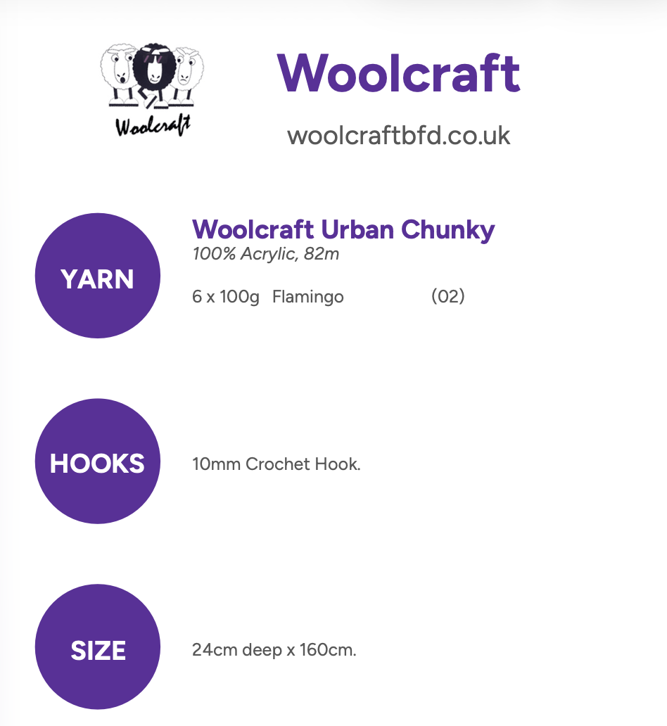 Woolcraft Urban Chunky Crochet Smock Stitch Cowl Pattern WC3007