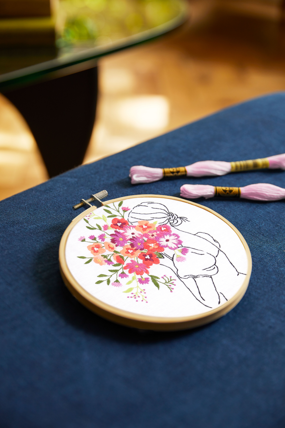 DMC Embroidery Floral Embrace by Nathalie Weinzaepflen