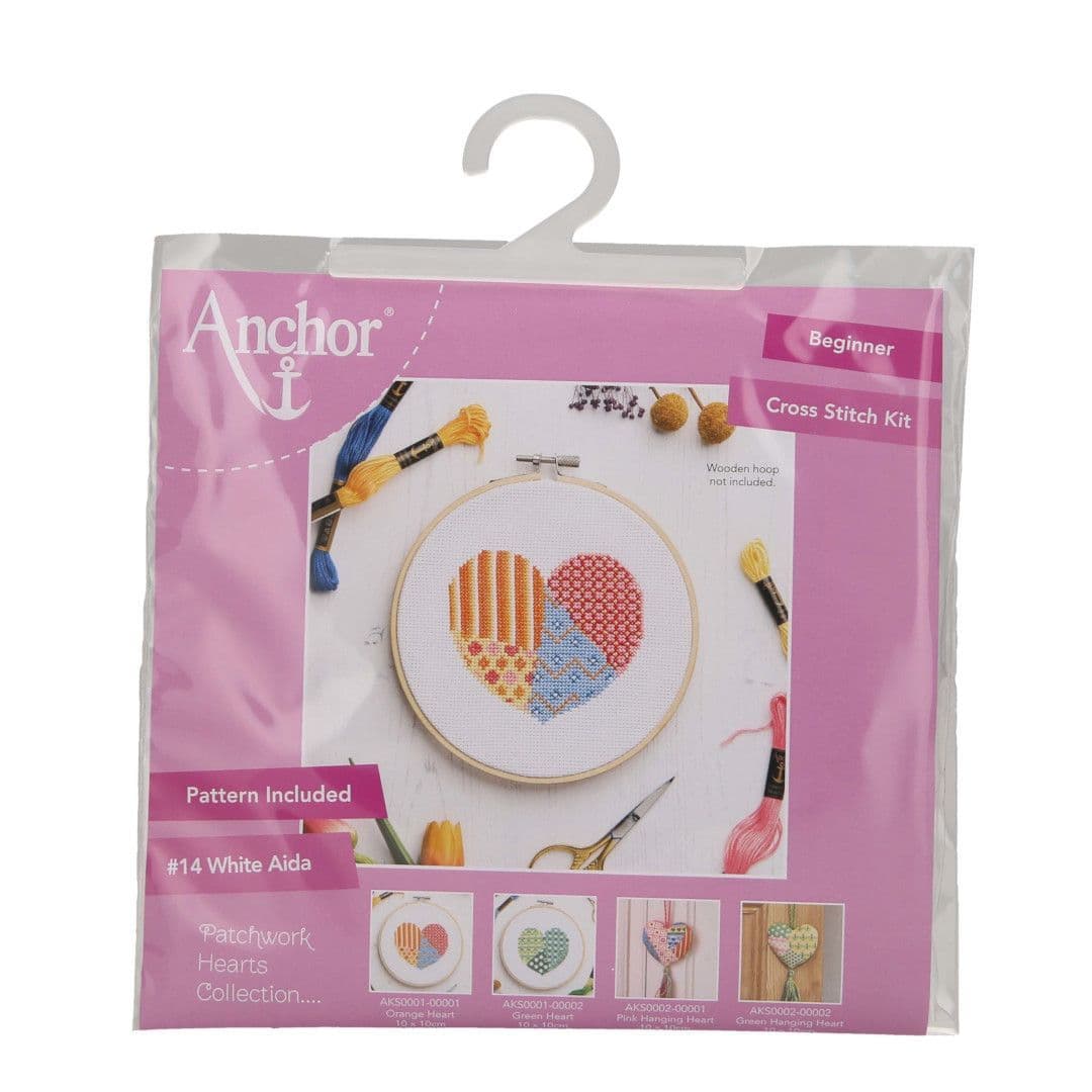 Anchor Counted Cross Stitch Kit - Patchwork Hearts [Orange]