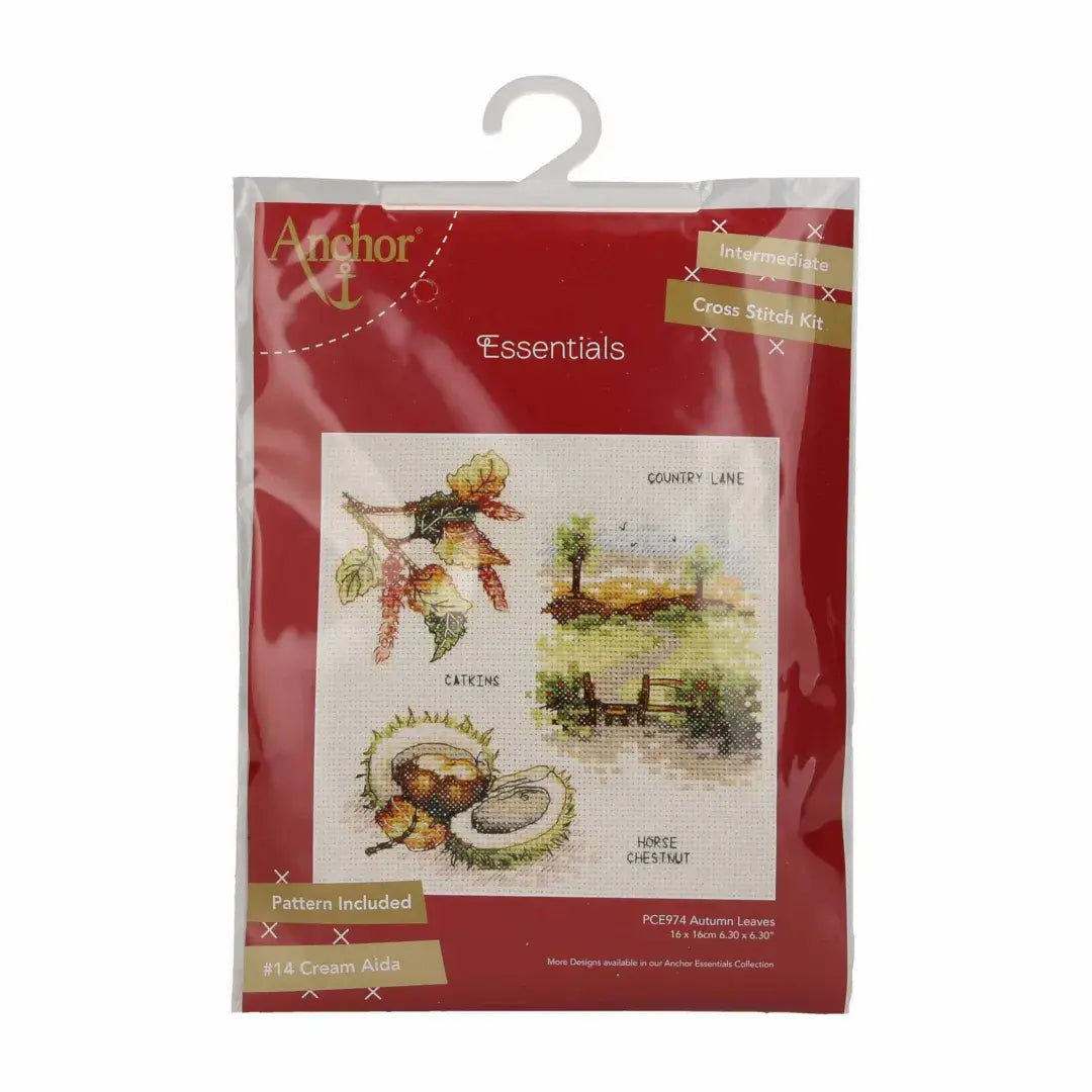 Anchor Country Life Collection Counted Cross Stitch Kit - Autumn Leaves 16 x 16cm