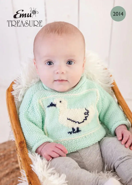 Emu Treasure DK Little Duck Baby Sweater Pattern 2014