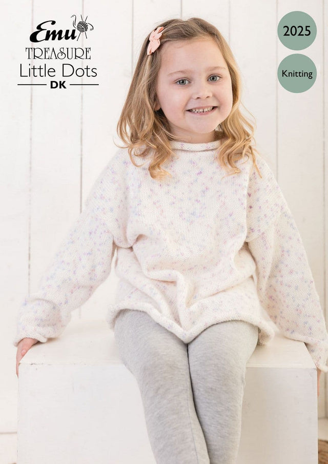 Emu Treasure Little Dots DK Child's Cowl Neck Sweater Pattern 2025