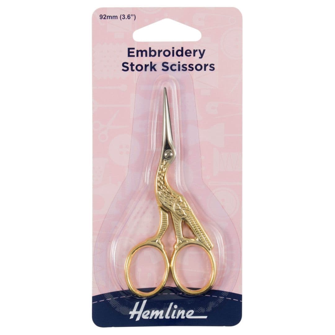 Hemline Embroidery Stork Scissors - 9.2cm