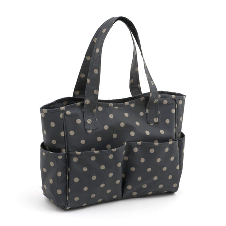 Hobbygift Matt PVC Charcoal Polka Dot Craft Bag with Pockets