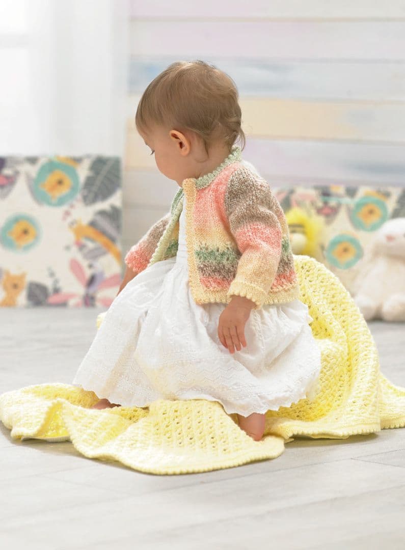James C Brett Baby Marble DK Cardigan Blanket & Hat Knitting