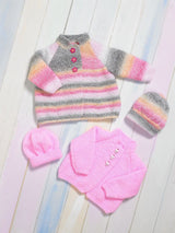 James C. Brett Baby Marble DK Jacket, Cardigan & Hat Knitting Pattern JB804