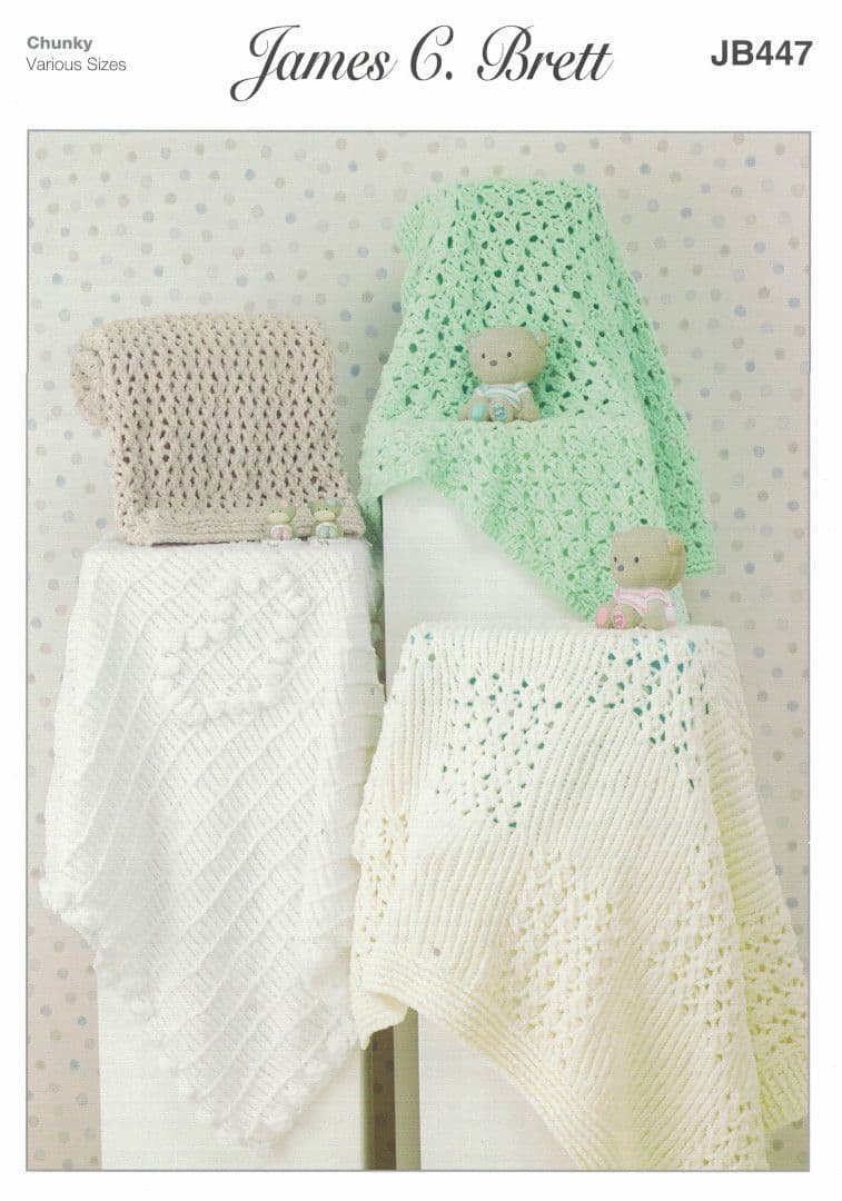 James C Brett Flutterby Chunky Blankets Pattern JB447