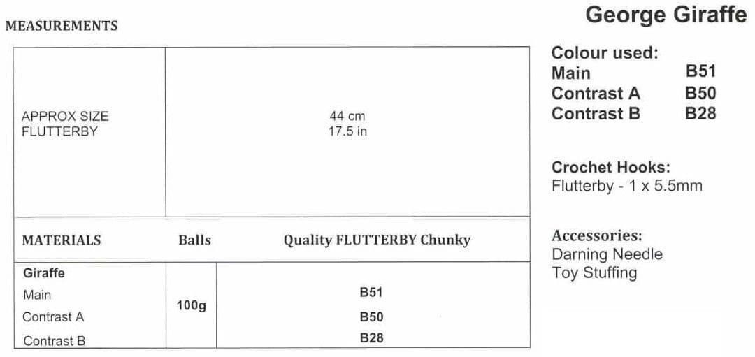 James C. Brett Flutterby Chunky Crochet Giraffe Pattern JB930