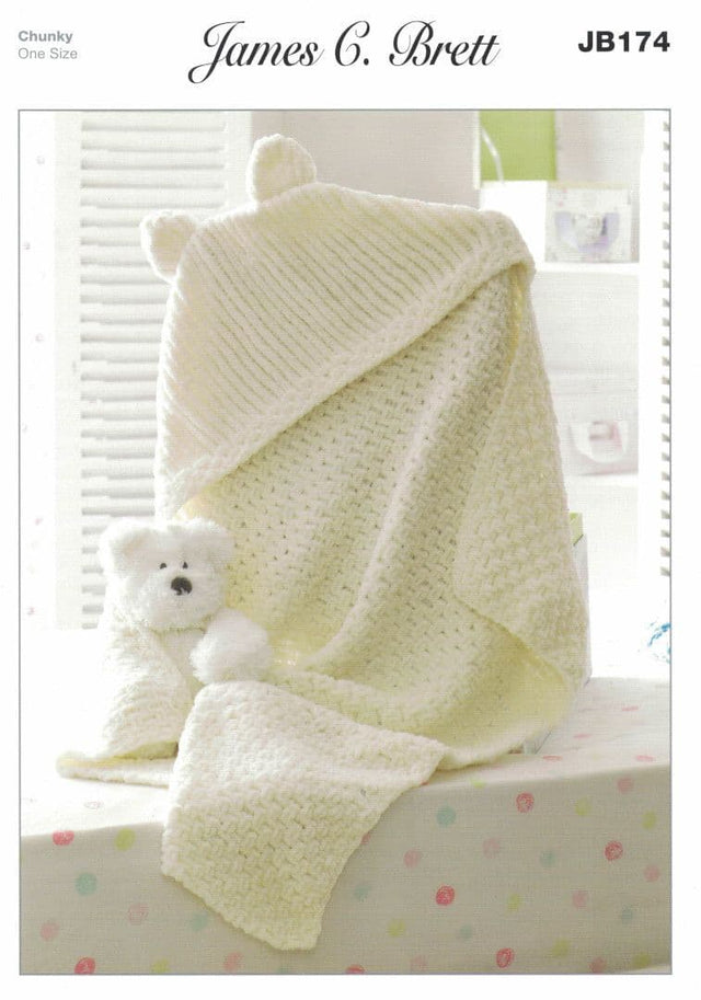 James C. Brett Flutterby Chunky Hooded Blanket Pattern JB174