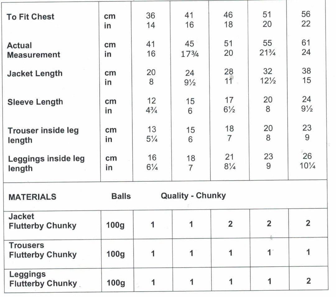 James C. Brett Flutterby Chunky Jacket, Trousers & Leggings Pattern JB712