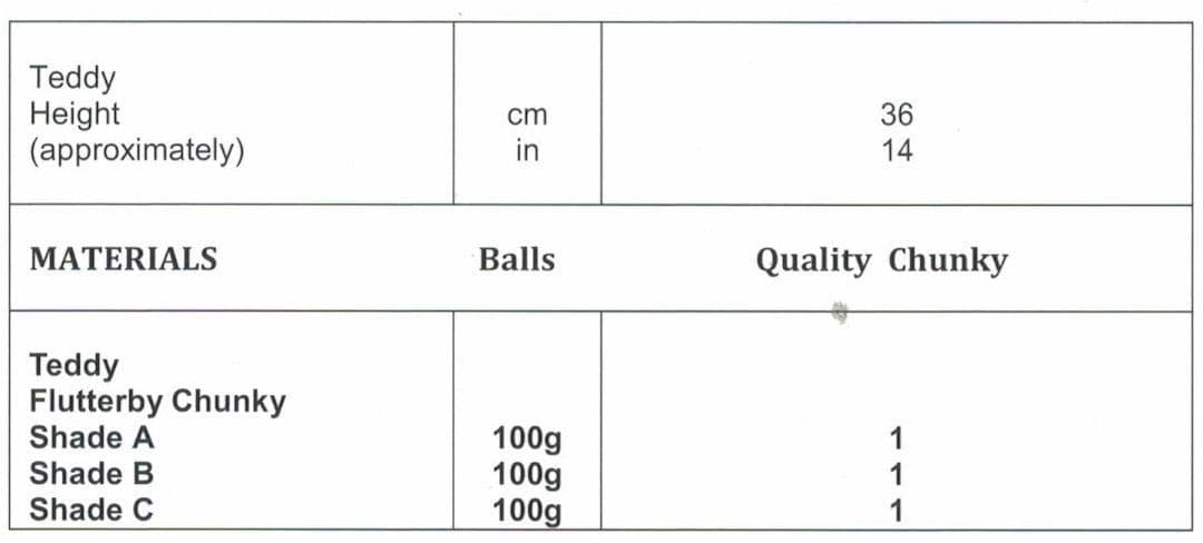 James C. Brett Flutterby Chunky Teddy Toy Pattern JB809